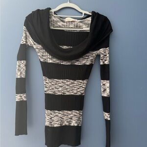Pink Republic Black and White Cowl Neck Sweater